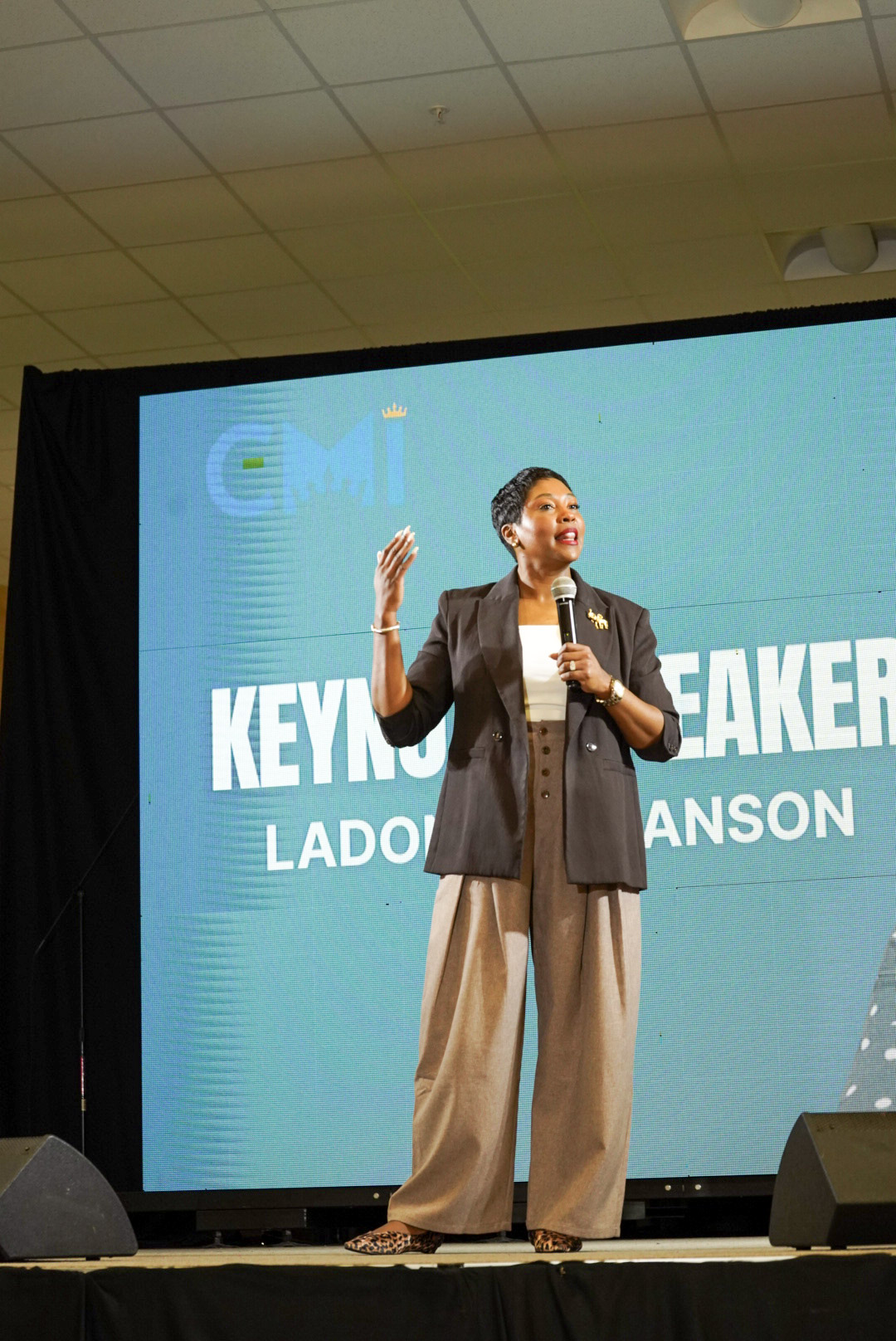 LaDonna Branson delivering a keynote on stage
